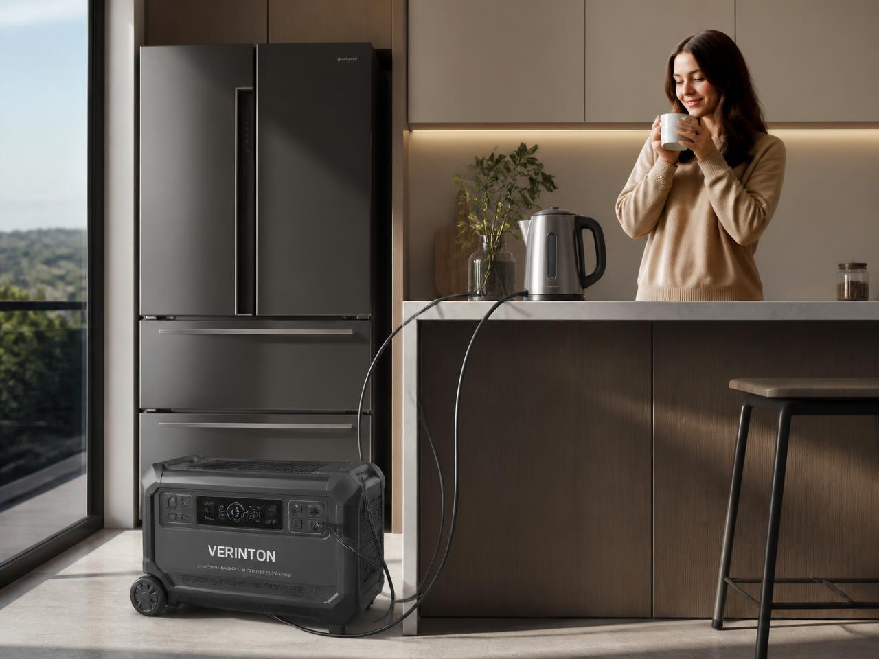 VERINTON portable power station in use: home appliances